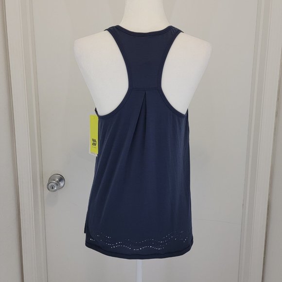Women's Laser Cut Tank Top Navy Color - Picture 3 of 5
